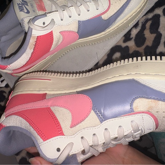 Nike Air Force 1 Shadow White with Pink & Lavender Accents - Picture 2 of 6